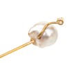 14k Yellow Gold Baroque Pearl Form And White Sapphire Stick Pin