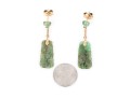14k Yellow Gold Lovely Carved Nephrite Jade Drop Pendant Earrings