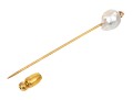 14k Yellow Gold Baroque Pearl Form And White Sapphire Stick Pin