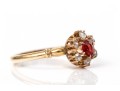 10k Yellow Gold Lovely Vintage Glass And White Sapphire Cluster Ring, Size 6.25+