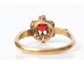 10k Yellow Gold Lovely Vintage Glass And White Sapphire Cluster Ring, Size 6.25+