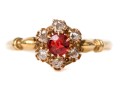 10k Yellow Gold Lovely Vintage Glass And White Sapphire Cluster Ring, Size 6.25+