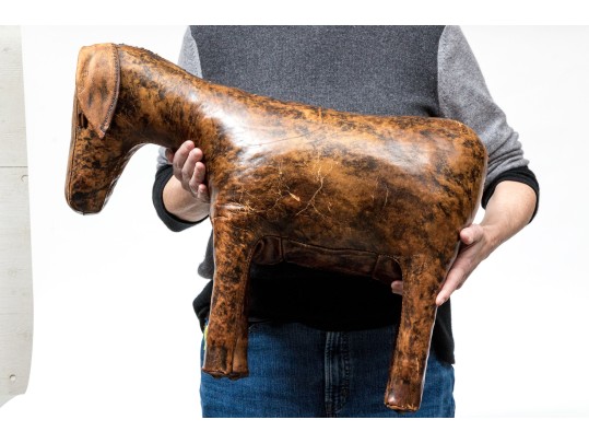 Attrib. Dimitro Omersa Vintage Hand-stitched Leather Donkey Form Footstool