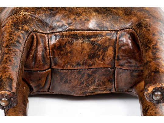 Attrib. Dimitro Omersa Vintage Hand-stitched Leather Donkey Form Footstool