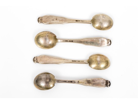 T & Co. Sterling Silver Pretty Set Of Four Vintage Salt Spoons