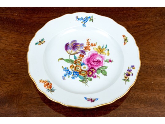Gorgeous German, Meissen Hand-Painted Porcelain Plate