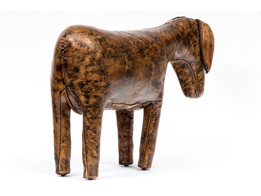 Attrib. Dimitro Omersa Vintage Hand-stitched Leather Donkey Form Footstool