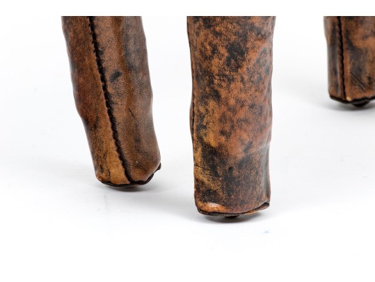 Attrib. Dimitro Omersa Vintage Hand-stitched Leather Donkey Form Footstool