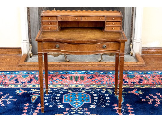 Federal Style Serpentine Leather Top Desk