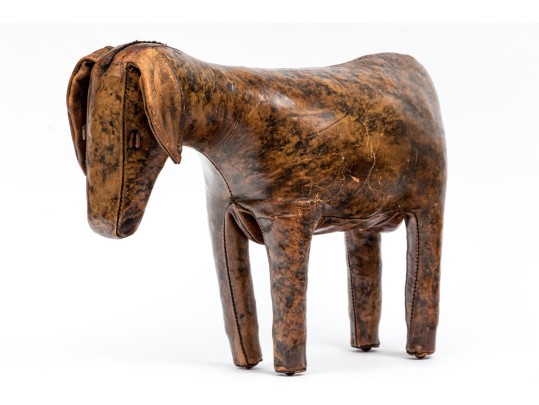 Attrib. Dimitro Omersa Vintage Hand-stitched Leather Donkey Form Footstool