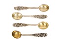 T & Co. Sterling Silver Pretty Set Of Four Vintage Salt Spoons