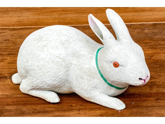 Antique Japanese Biscuit Porcelain Rabbit Okimono