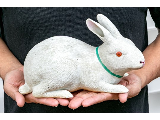 Antique Japanese Biscuit Porcelain Rabbit Okimono