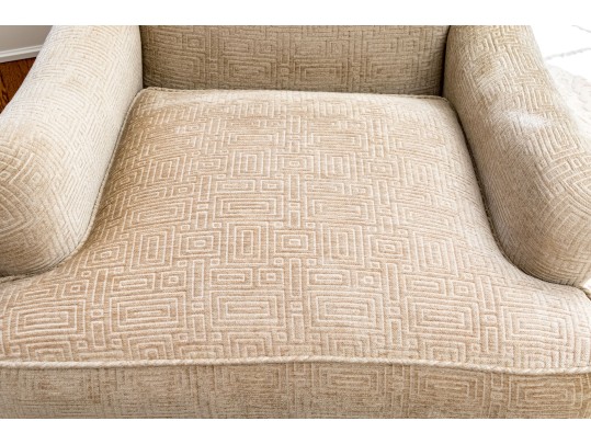 Handsome Upholstered Club Chair With Ottoman