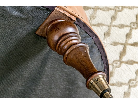 Oversized Circular Leather Ottoman