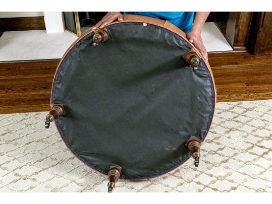 Oversized Circular Leather Ottoman