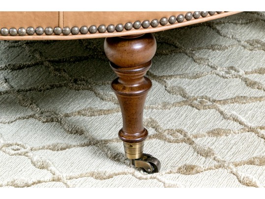 Oversized Circular Leather Ottoman