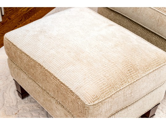 Handsome Upholstered Club Chair With Ottoman