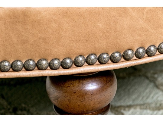 Oversized Circular Leather Ottoman