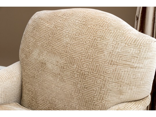 Handsome Upholstered Club Chair With Ottoman