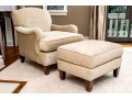 Handsome Upholstered Club Chair With Ottoman
