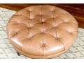 Oversized Circular Leather Ottoman