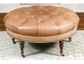Oversized Circular Leather Ottoman