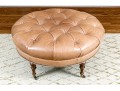 Oversized Circular Leather Ottoman