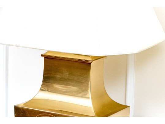 Pair Of Decorative Chinese Archaistic Twin Handled Vessel Form Table Lamps