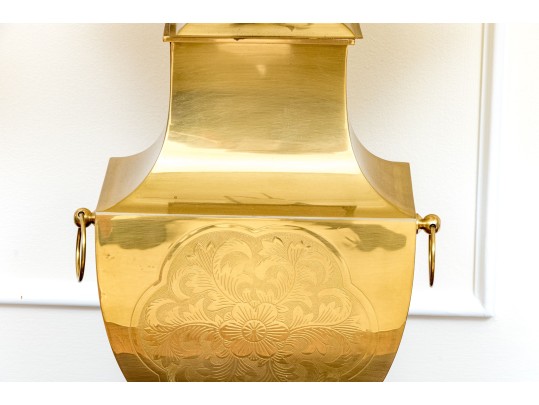 Pair Of Decorative Chinese Archaistic Twin Handled Vessel Form Table Lamps