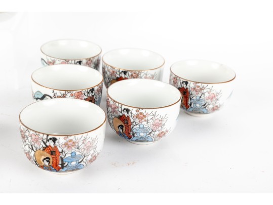 Fujita Kutani Trademark Japan Vintage Japanese Sake/Tea Rice Set