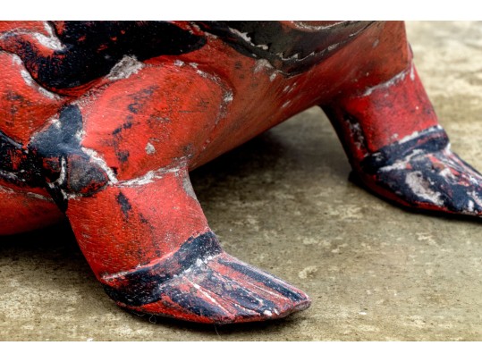 Asian Carved Bird On Frog Wood Box