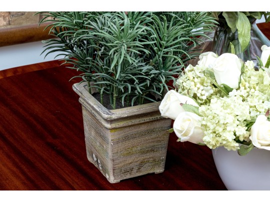 Eight Assorted Faux Plants And Flowers