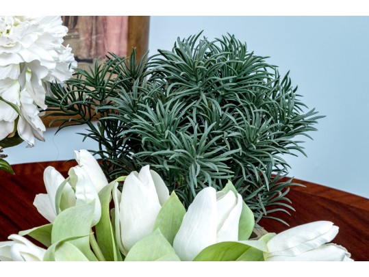 Eight Assorted Faux Plants And Flowers