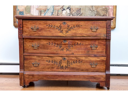 Antique Carved Chest Of Three Drawers