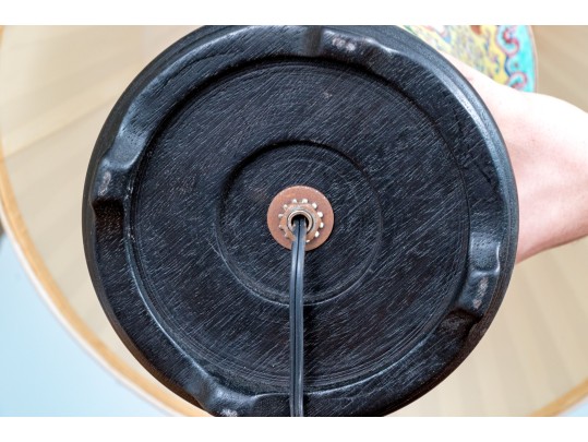 Chinese Famille Rose On Yellow Ground Gu Form Porcelain Table Lamp