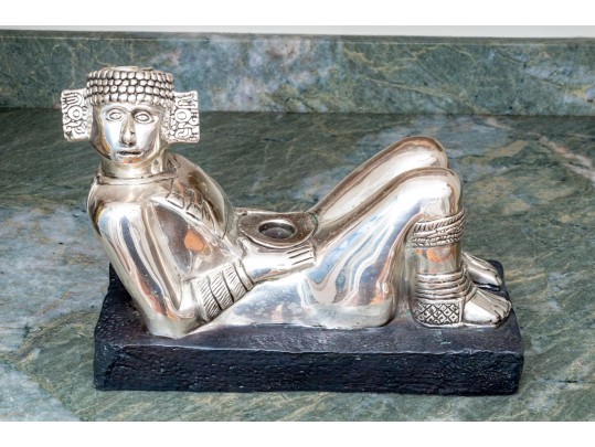Mexican D'Argenta Silverplated Mayan Figural Candlestick