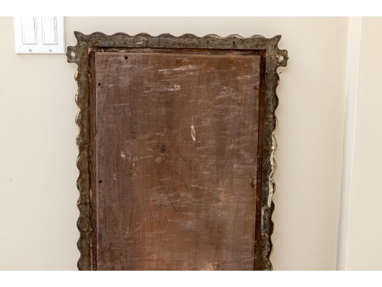 Finely Inlaid And Brass Trimmed Mirror