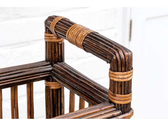 Wood And Rattan Planter