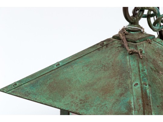 American Made Arroyo Craftsman Copper And Glass Lantern Pendant