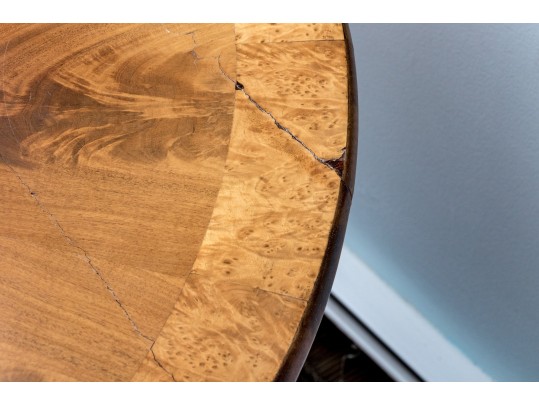 Burled Pedestal Occasional Table