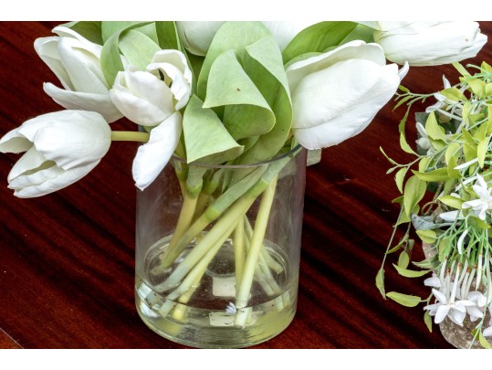 Eight Assorted Faux Plants And Flowers