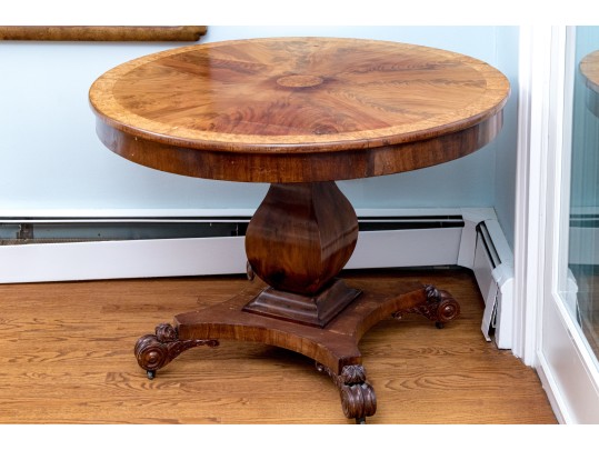 Burled Pedestal Occasional Table