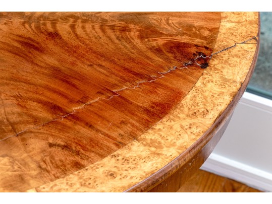 Burled Pedestal Occasional Table