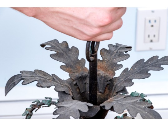 Six Light Tole Foliate Chandelier