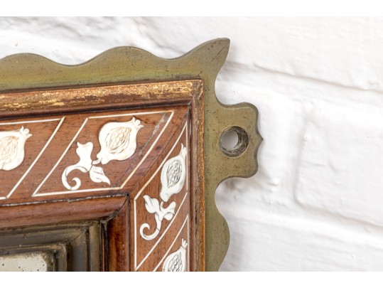 Finely Inlaid And Brass Trimmed Mirror
