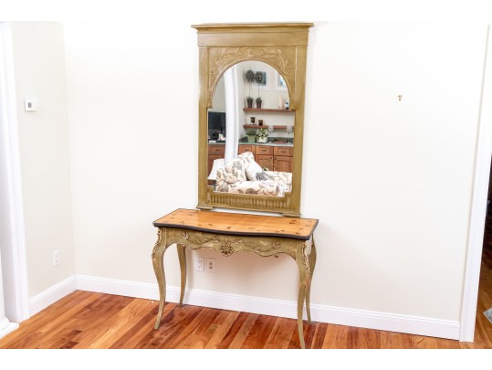 Louis XV Style Console Desk With Pier Mirror