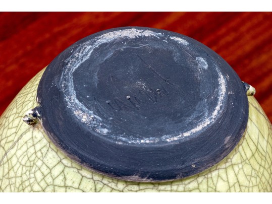 Signed Studio Pottery Crackle Glazed Raku Vase