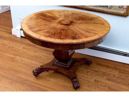 Burled Pedestal Occasional Table