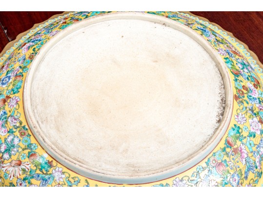 Chinese Famille Rose On Yellow Ground Porcelain Charger